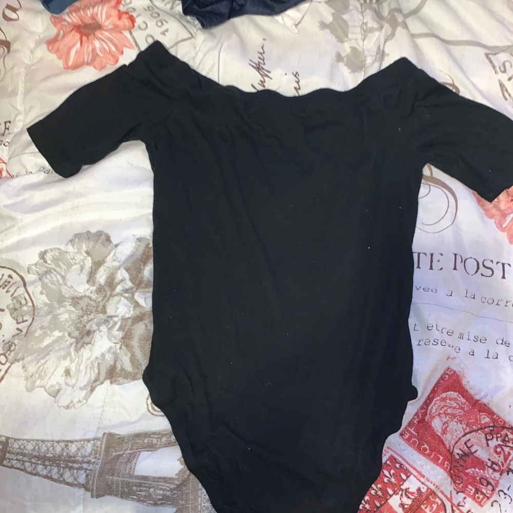 Black off the shoulder bodysuit